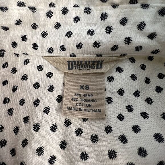 Duluth Trading Hemp Organic Cotton Button Front‎ Tunic-Wm’s Sz XSmall Grey/White - Picture 5 of 8